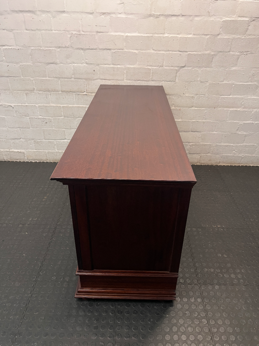 Dark Wood 3-Drawer Sideboard with Cupboards — Well-Maintained Condition