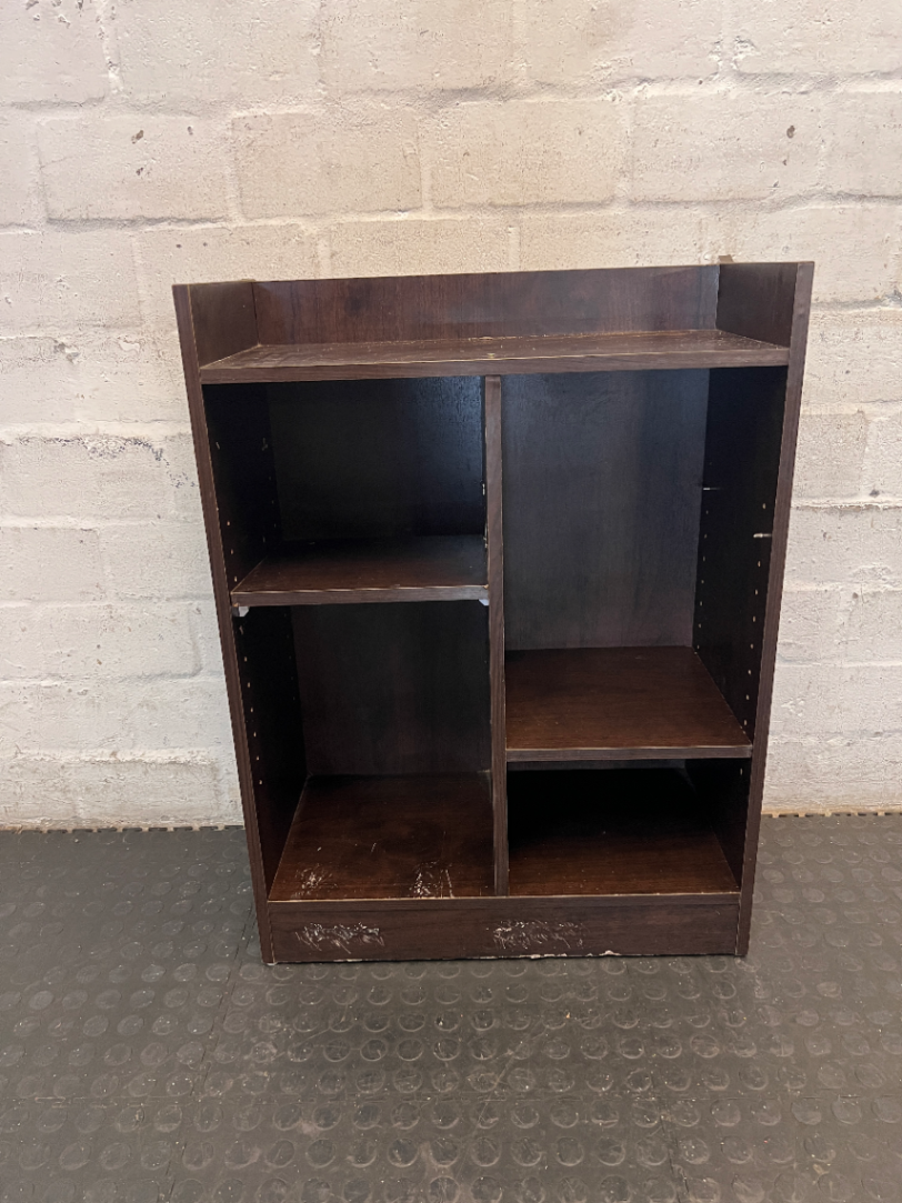Dark Wood Compact Adjustable Bookshelf — Visible Scuff Marks and Wear - 2ndhandwarehouse.com