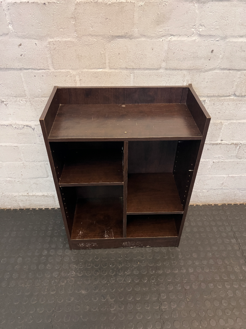 Dark Wood Compact Adjustable Bookshelf — Visible Scuff Marks and Wear - 2ndhandwarehouse.com