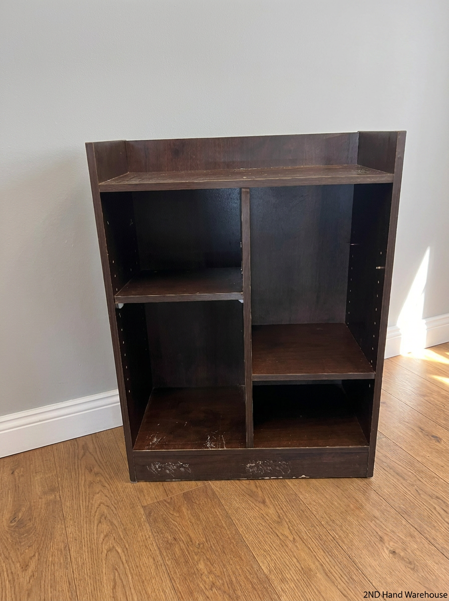 Dark Wood Compact Adjustable Bookshelf — Visible Scuff Marks and Wear - 2ndhandwarehouse.com