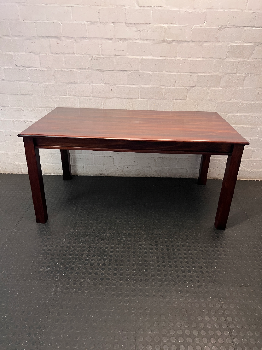 Dark Wood Dining Set with Red Upholstered Chairs — Clean and Well Maintained - 2ndhandwarehouse.com