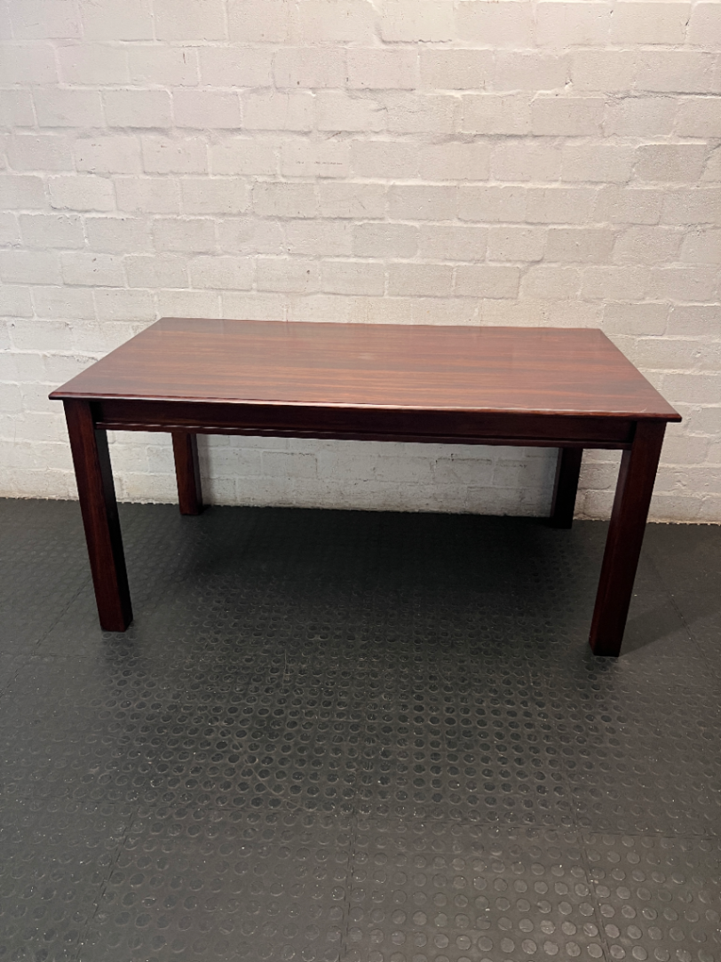 Dark Wood Dining Set with Red Upholstered Chairs — Clean and Well Maintained - 2ndhandwarehouse.com
