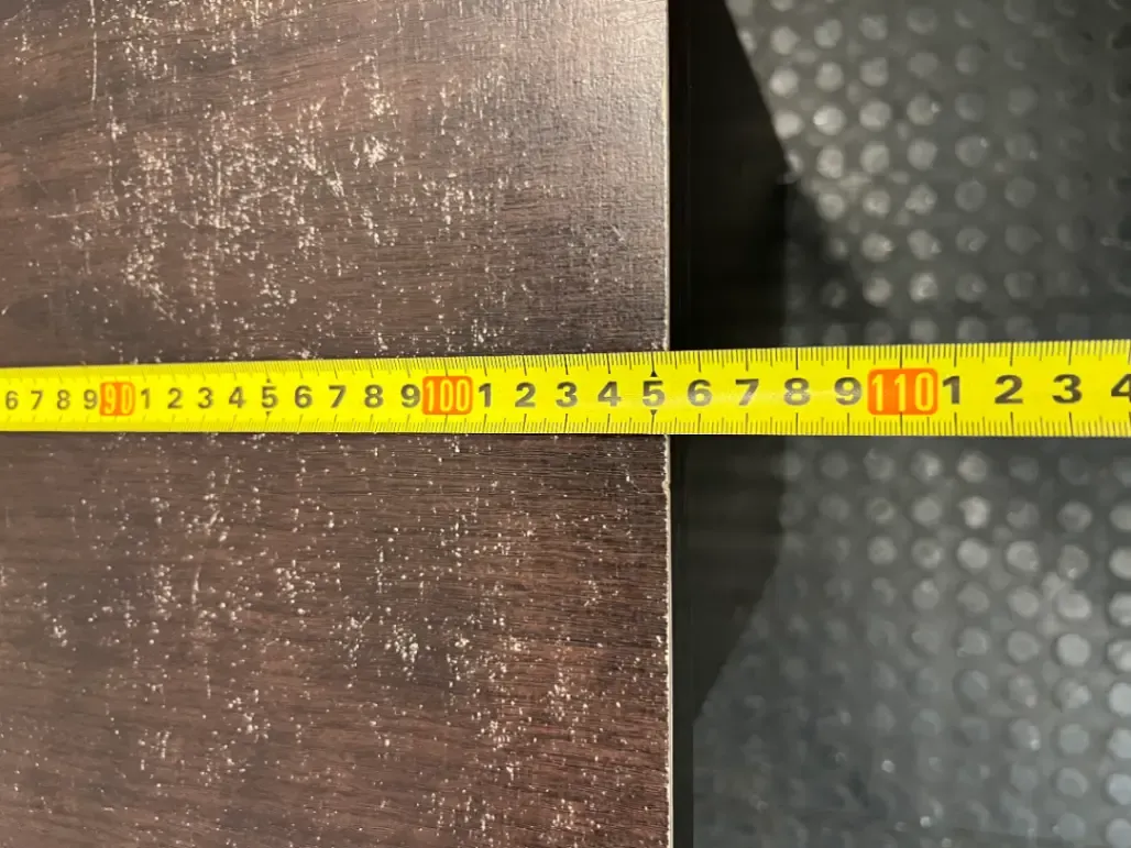 Dark Wood-Look Office Desk with Three Drawers — Poor Condition with Surface Wear