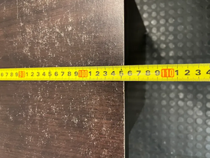 Dark Wood-Look Office Desk with Three Drawers — Poor Condition with Surface Wear