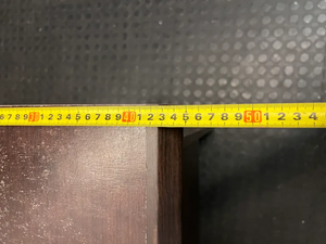 Dark Wood-Look Office Desk with Three Drawers — Poor Condition with Surface Wear
