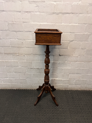 Traditional Dark Wood Turned Pedestal Planter Stand