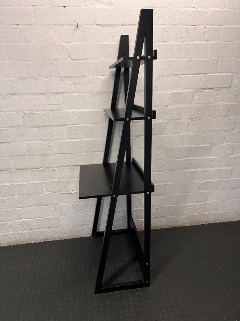 Dark Wood-Tone Leaning Ladder Bookshelf - 2ndhandwarehouse.com