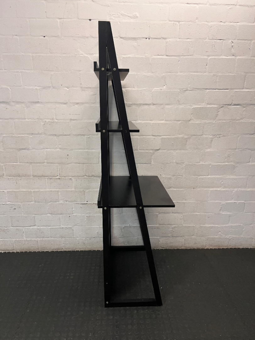 Dark Wood-Tone Leaning Ladder Bookshelf - 2ndhandwarehouse.com