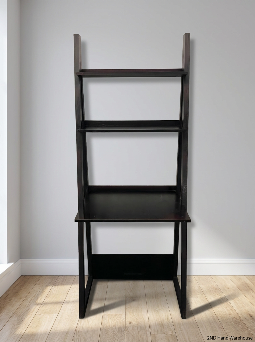 Dark Wood-Tone Leaning Ladder Bookshelf - 2ndhandwarehouse.com