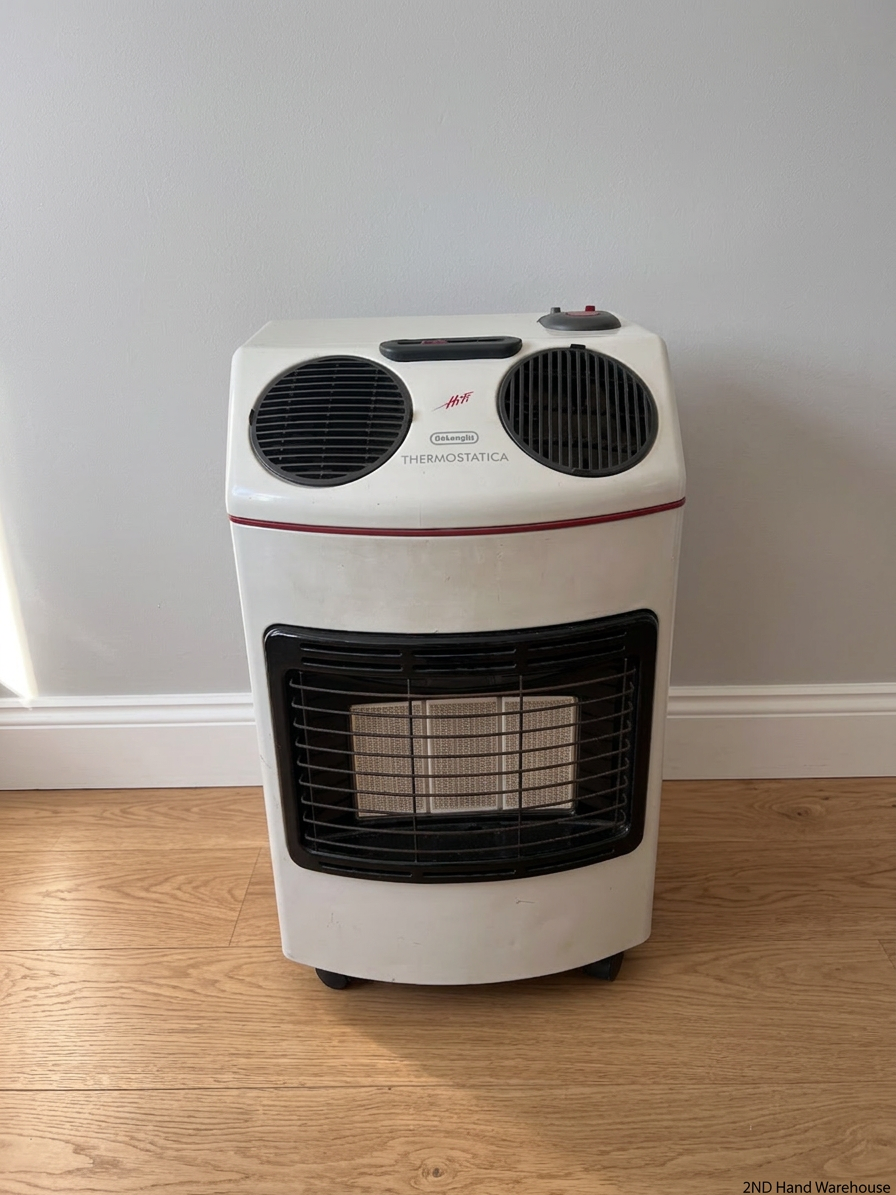 DeLonghi Thermostatica White Gas Heater — Working Order with Perishing Gas Hose