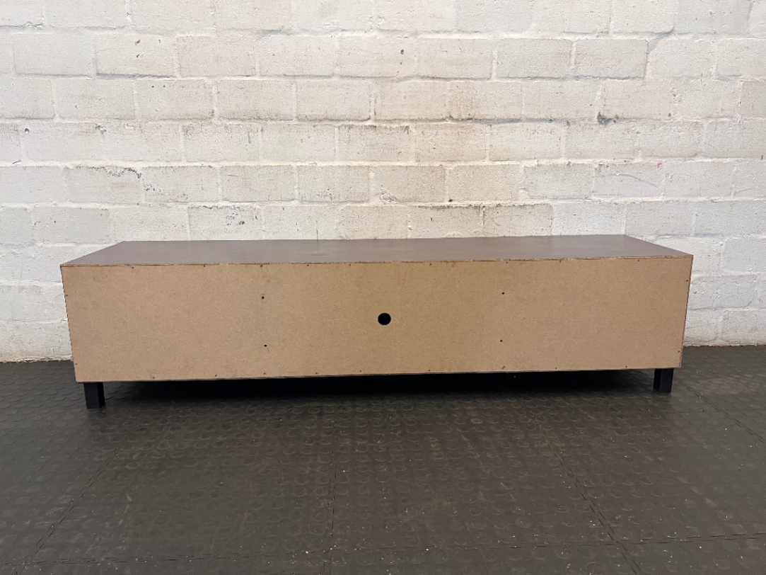 Decofurn Dark Brown Wooden Low-Profile TV Unit - 2ndhandwarehouse.com