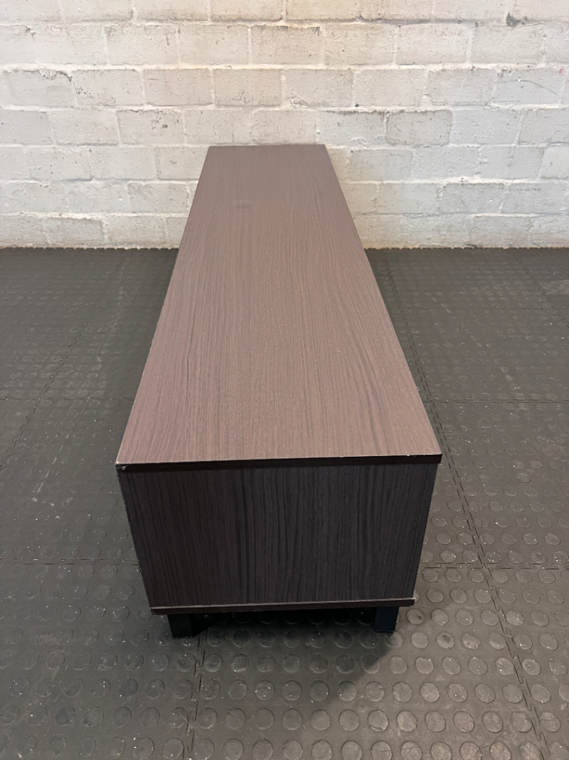 Decofurn Dark Brown Wooden Low-Profile TV Unit - 2ndhandwarehouse.com