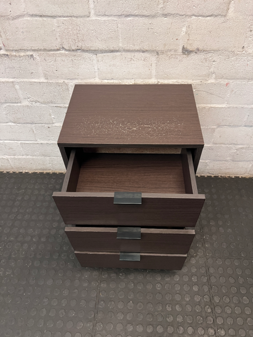 Decofurn Dark Wood Bedside Table - Surface Wear on Top - 2ndhandwarehouse.com