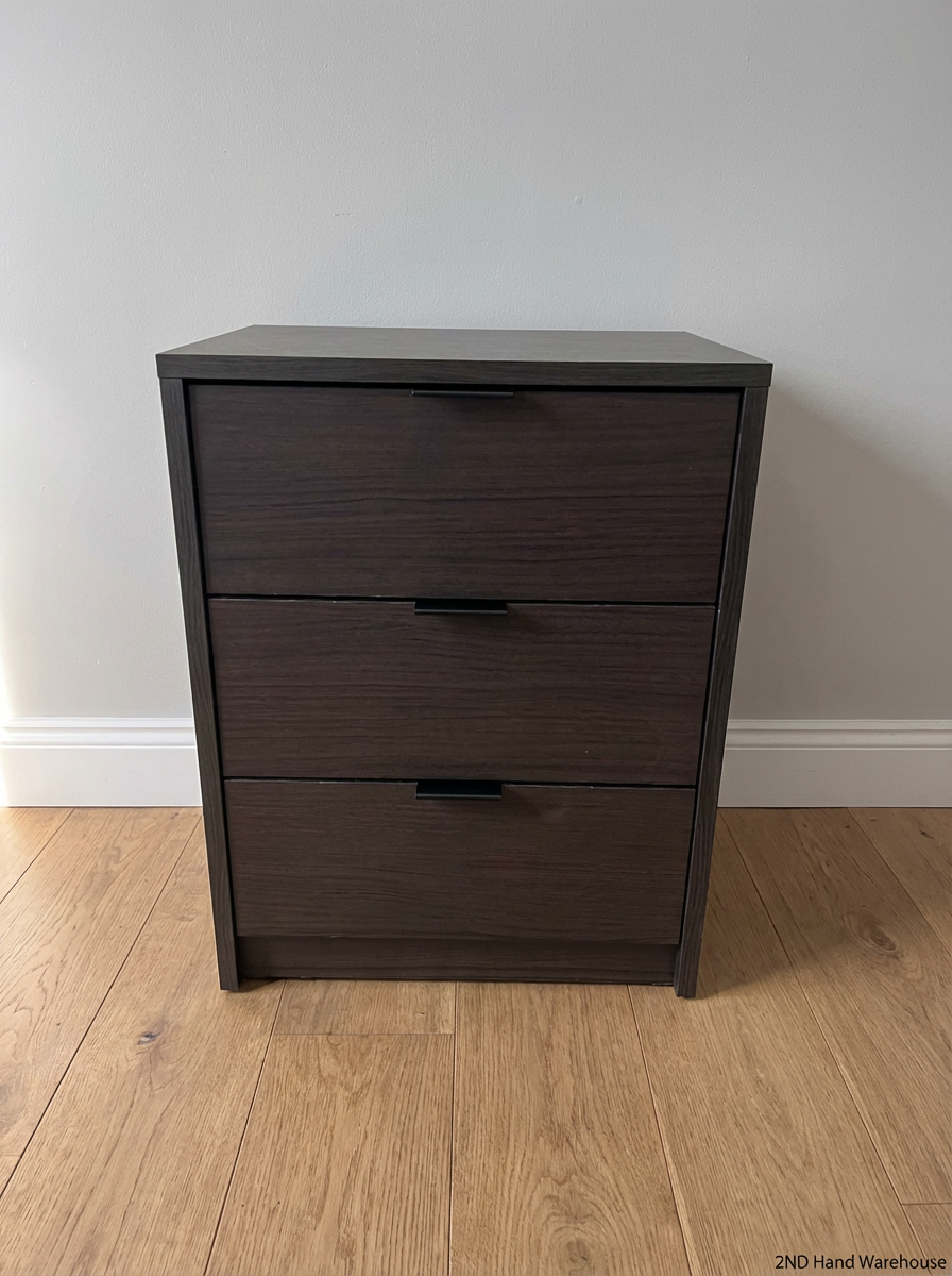 Decofurn Dark Wood Bedside Table - Surface Wear on Top - 2ndhandwarehouse.com