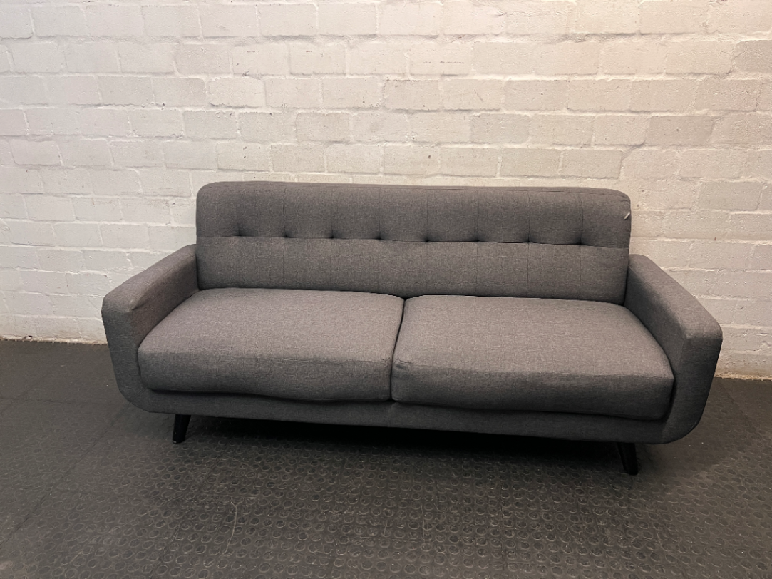 Decofurn Grey Fabric 3 Seater Couch — Fair Condition with General Wear