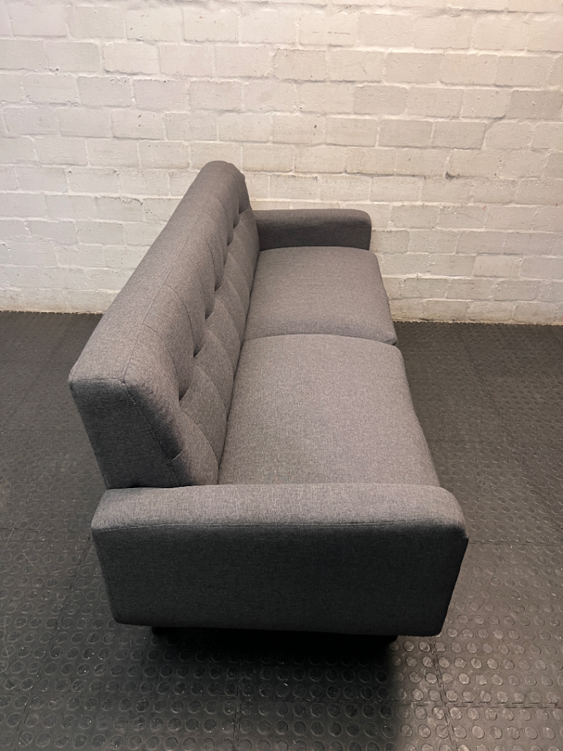 Decofurn Grey Fabric 3 Seater Couch — Fair Condition with General Wear