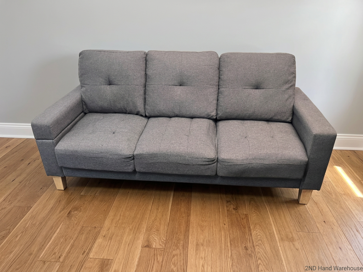 Decofurn Grey Tufted Sleeper Couch — Good Condition