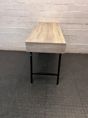 Decofurn Oak-Finish Office Desk with Metal Legs — Good Functional Condition