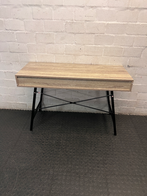 Decofurn Oak-Finish Office Desk with Metal Legs — Good Functional Condition
