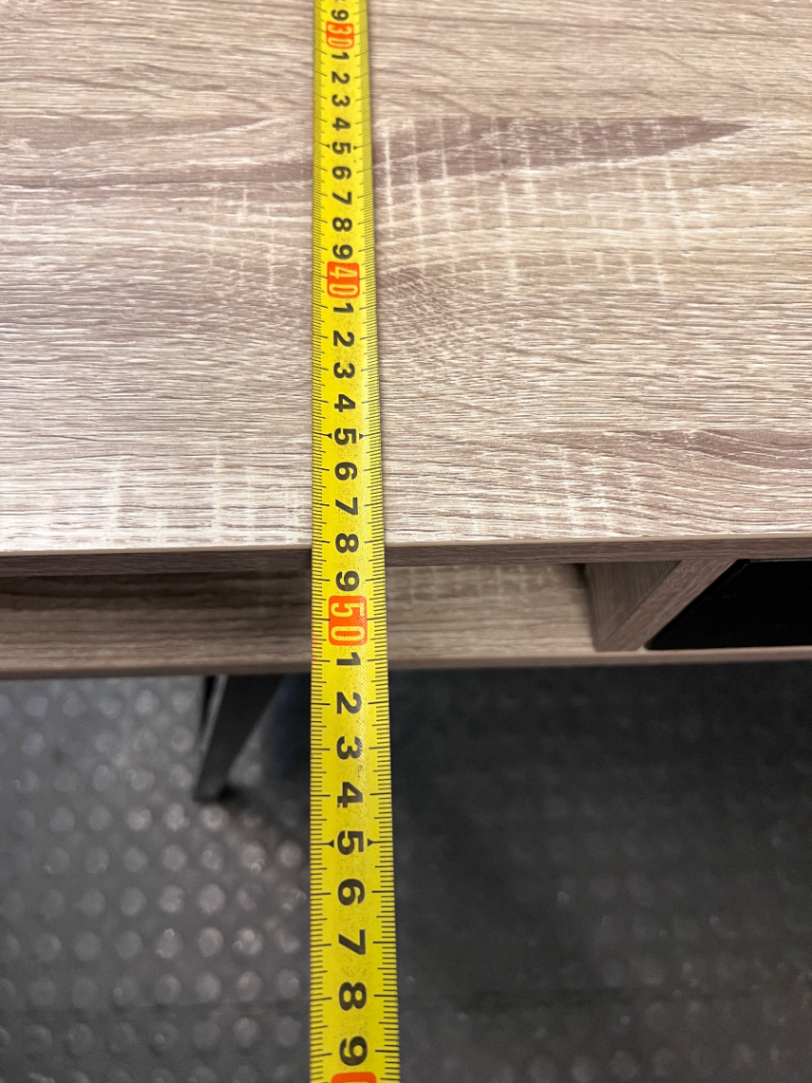 Decofurn Oak-Finish Office Desk with Metal Legs — Good Functional Condition