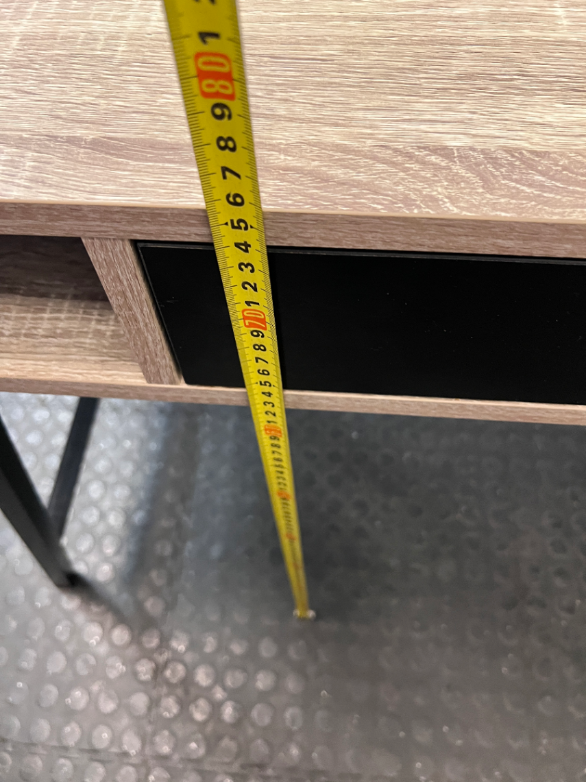Decofurn Oak-Finish Office Desk with Metal Legs — Good Functional Condition