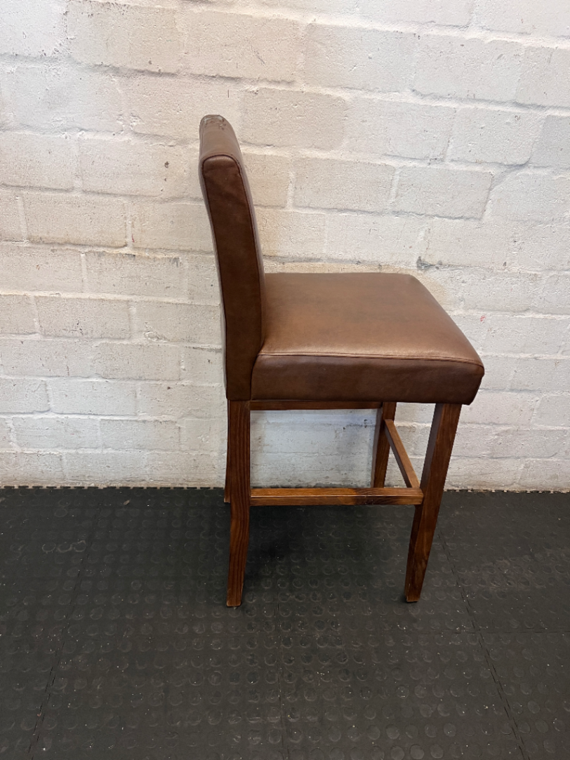 Decofurn Wooden Bar Stool - Brown Fabric Flaking in Places - 2ndhandwarehouse.com