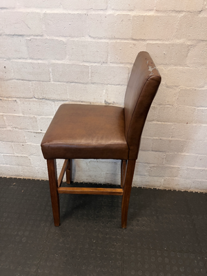 Decofurn Wooden Bar Stool - Brown Fabric Flaking in Places - 2ndhandwarehouse.com