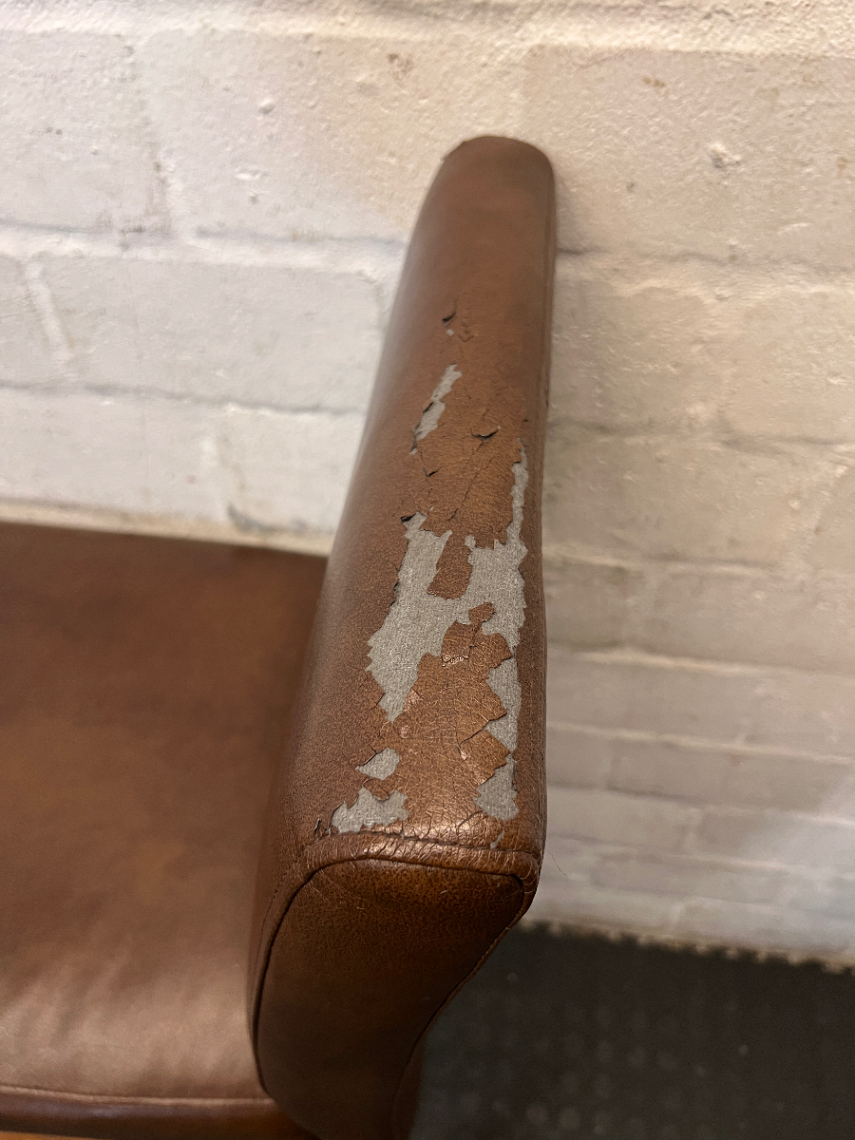 Decofurn Wooden Bar Stool - Brown Fabric Flaking in Places - 2ndhandwarehouse.com