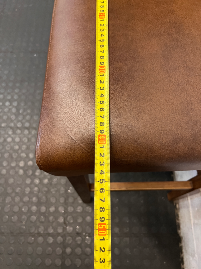 Decofurn Wooden Bar Stool - Brown Fabric Flaking in Places - 2ndhandwarehouse.com