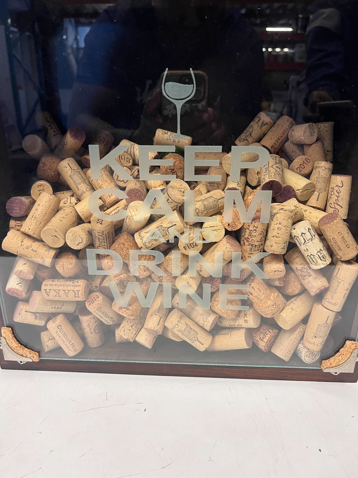 Decorative Wine Cork Holder "Keep Calm Drink Wine" Box - 2ndhandwarehouse.com
