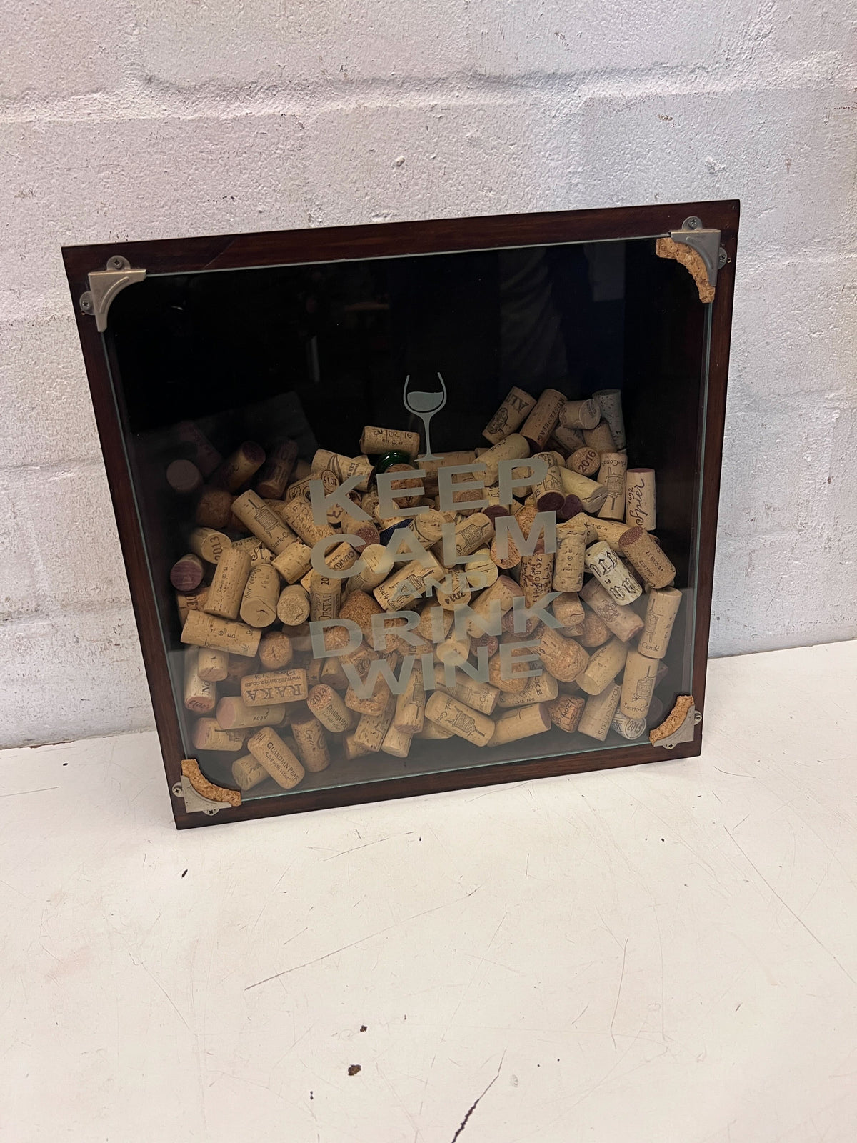 Decorative Wine Cork Holder "Keep Calm Drink Wine" Box - 2ndhandwarehouse.com