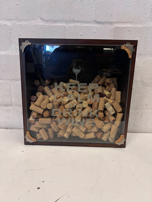 Decorative Wine Cork Holder "Keep Calm Drink Wine" Box - 2ndhandwarehouse.com