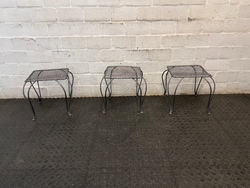 Decorative Wrought Iron Style Metal Ottoman