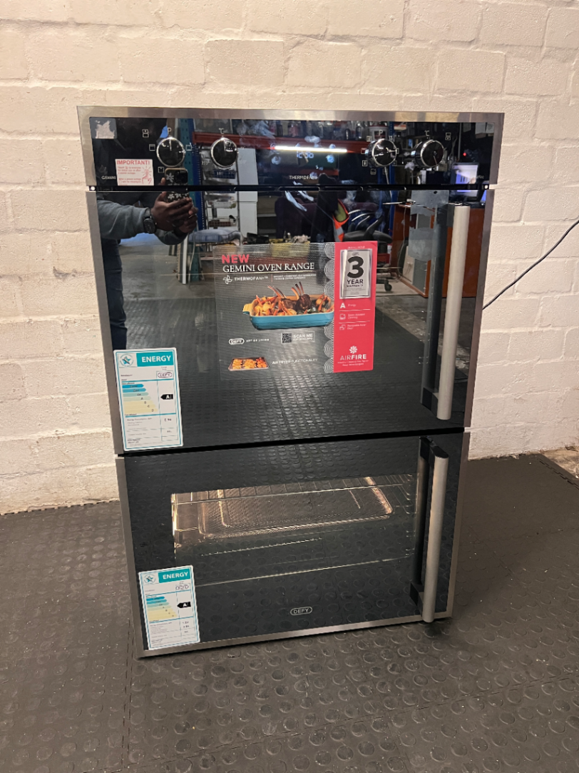 Defy Gemini Thermofan Double Oven in Black & Silver - Still New - 2ndhandwarehouse.com