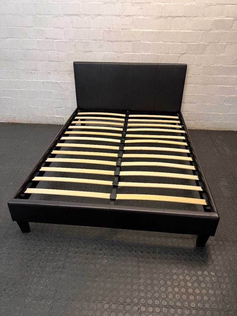 Double Bed Frame with Slatted Base and Leatherette Finish