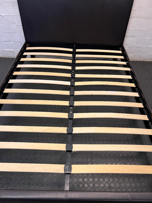 Double Bed Frame with Slatted Base and Leatherette Finish