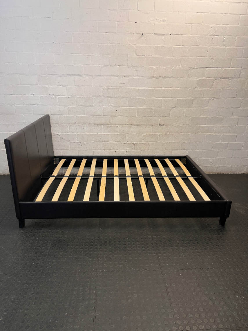 Double Bed Frame with Slatted Base and Leatherette Finish