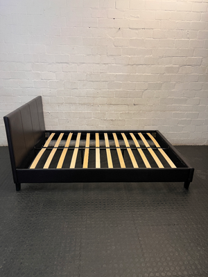 Double Bed Frame with Slatted Base and Leatherette Finish