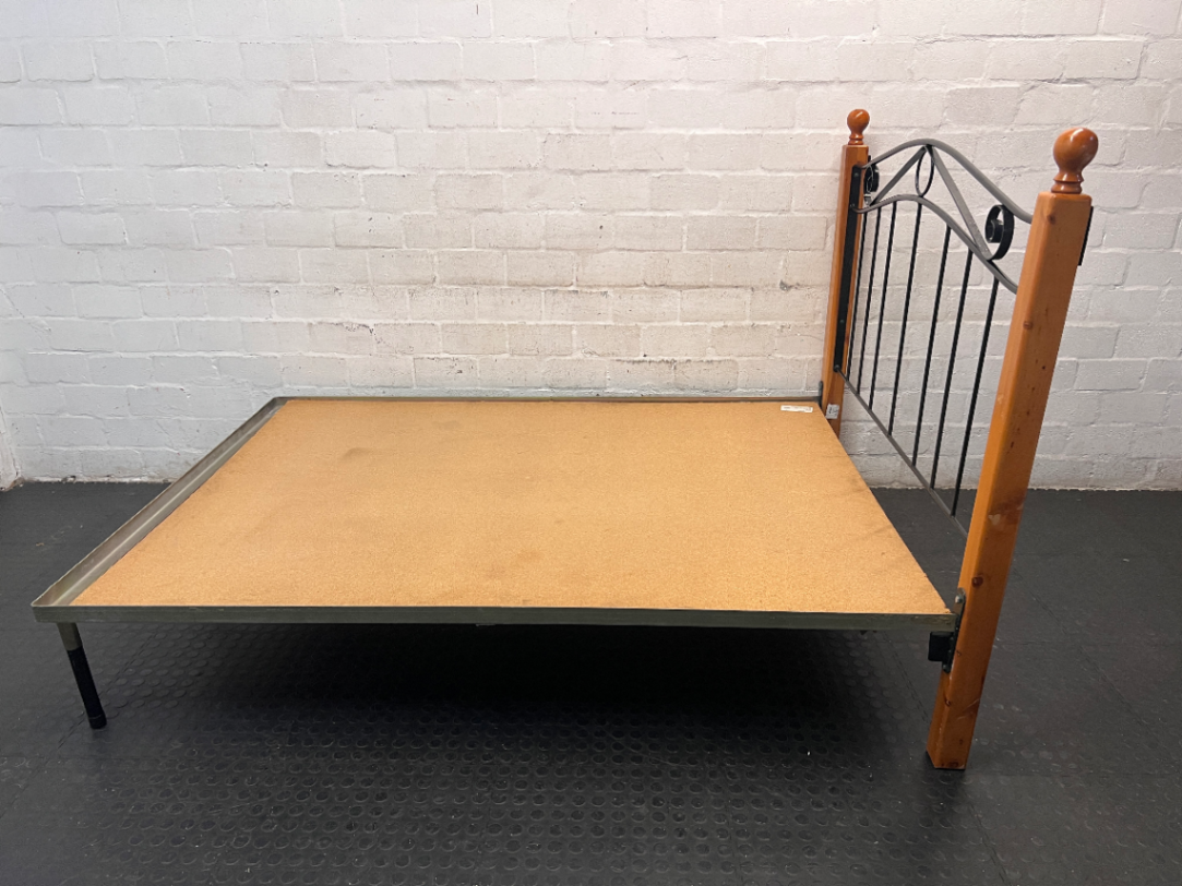 Double Bed Frame with Wrought Iron Style Headboard — Good Condition