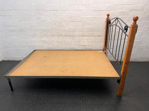 Double Bed Frame with Wrought Iron Style Headboard — Good Condition