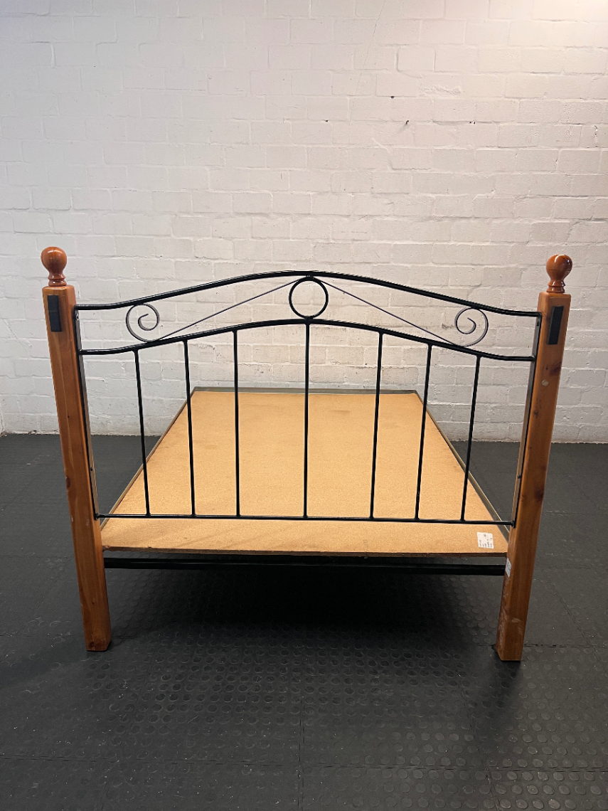 Double Bed Frame with Wrought Iron Style Headboard — Good Condition