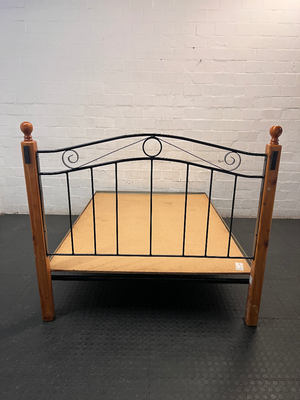 Double Bed Frame with Wrought Iron Style Headboard — Good Condition