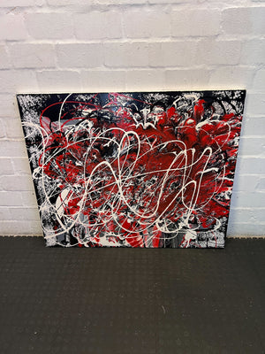 Dynamic Abstract Splash Art - Red, White & Black Canvas 120 by 100