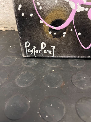 Dynamic Abstract Splatter Art Canvas - Yellow, Pink & Black 135 by 150