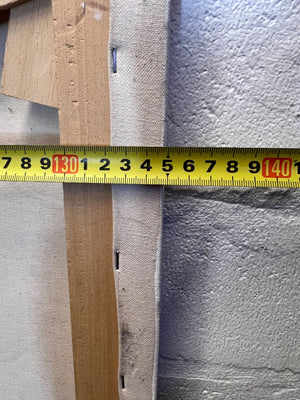 Dynamic Drip Abstract Canvas Art - Purple, Gold & Grey Modern Painting 135 by 150