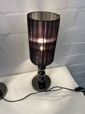 Elegant Black and Silver Table Lamp with Sheer Shade