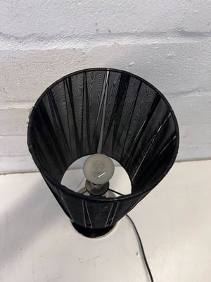 Elegant Black and Silver Table Lamp with Sheer Shade