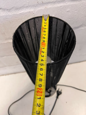 Elegant Black and Silver Table Lamp with Sheer Shade