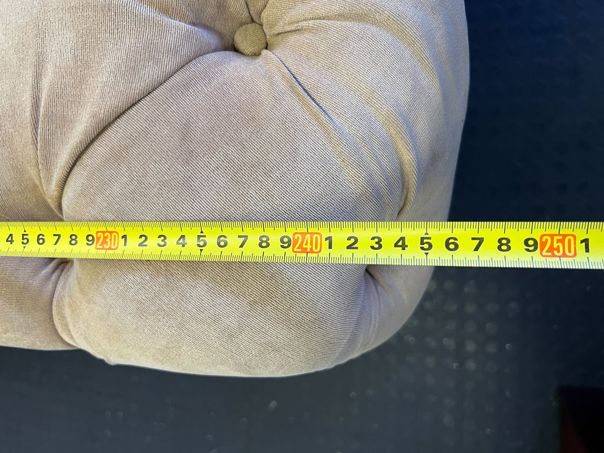 Elegant Blush Tufted Sectional Sofa with Chaise & Gold Legs