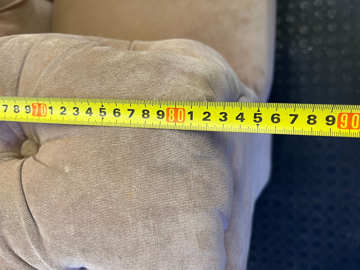 Elegant Blush Tufted Sectional Sofa with Chaise & Gold Legs